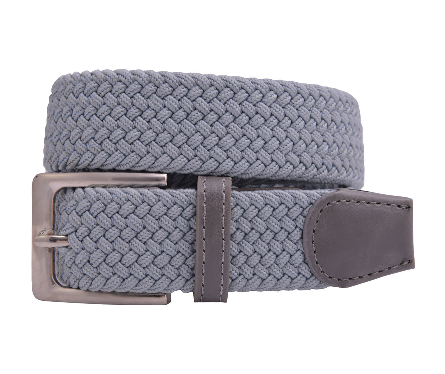 Elastic 1 1/4" Wide Woven Stretch Web Belt - Grey