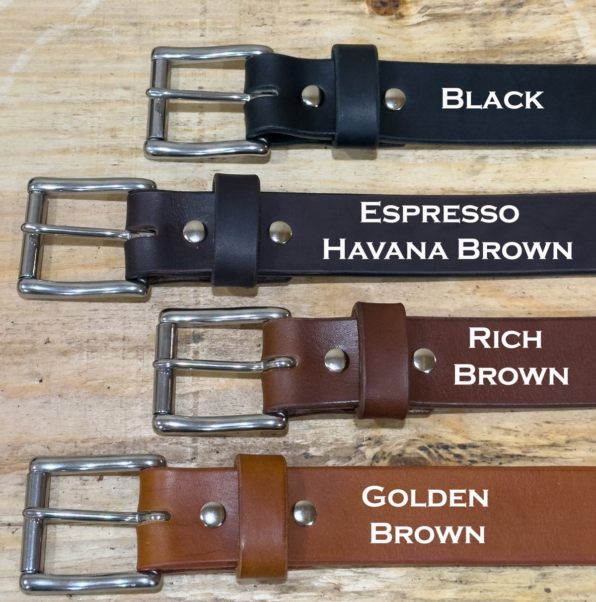 English Bridle Leather Belt – 1.5” – 12/13oz Full Grain - 4 Colors - TheBeltShoppe.com