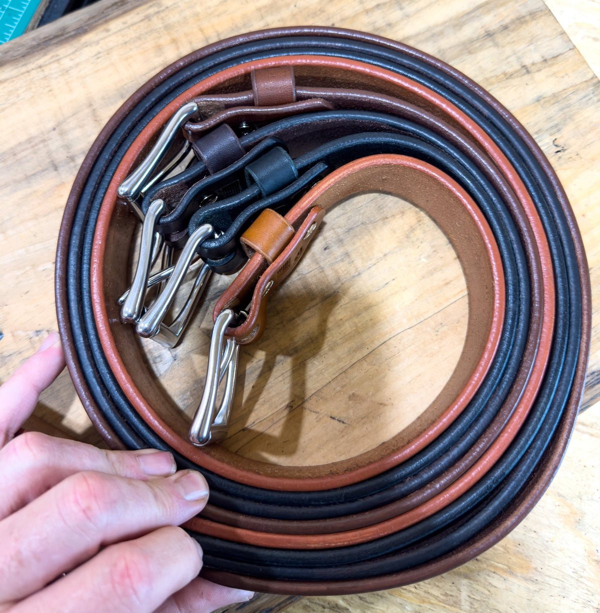 English Bridle Leather Belt – 1.5” – 12/13oz Full Grain - 4 Colors - TheBeltShoppe.com