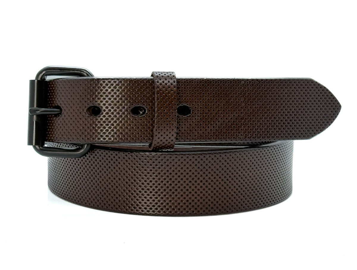 Full Grain Steer Hide Leather Perforated Design Belt 1.5" - 11oz - Made in USA - TheBeltShoppe.com