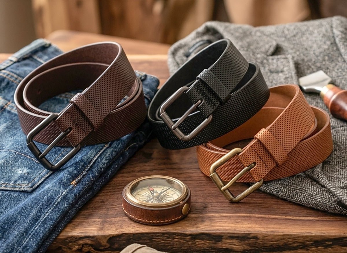 Full Grain Steer Hide Leather Perforated Design Belt 1.5" - 11oz - Made in USA - TheBeltShoppe.com