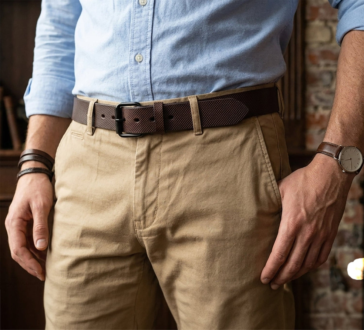 Full Grain Steer Hide Leather Perforated Design Belt 1.5" - 11oz - Made in USA - TheBeltShoppe.com