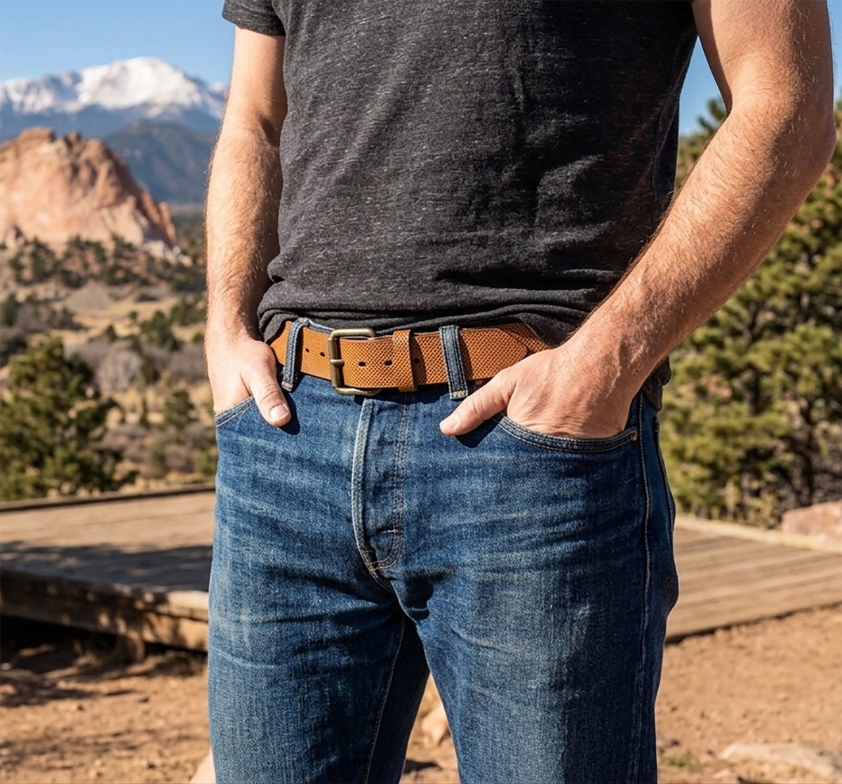 Full Grain Steer Hide Leather Perforated Design Belt 1.5" - 11oz - Made in USA - TheBeltShoppe.com