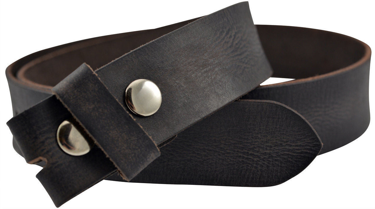 Vintage Full Grain Buffalo Leather Belt Strap - Black