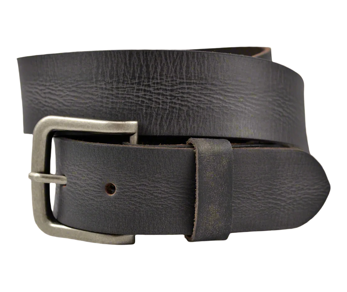 The Durango: Distressed Buffalo Leather Belt Heel Bar Buckle - 1.5"