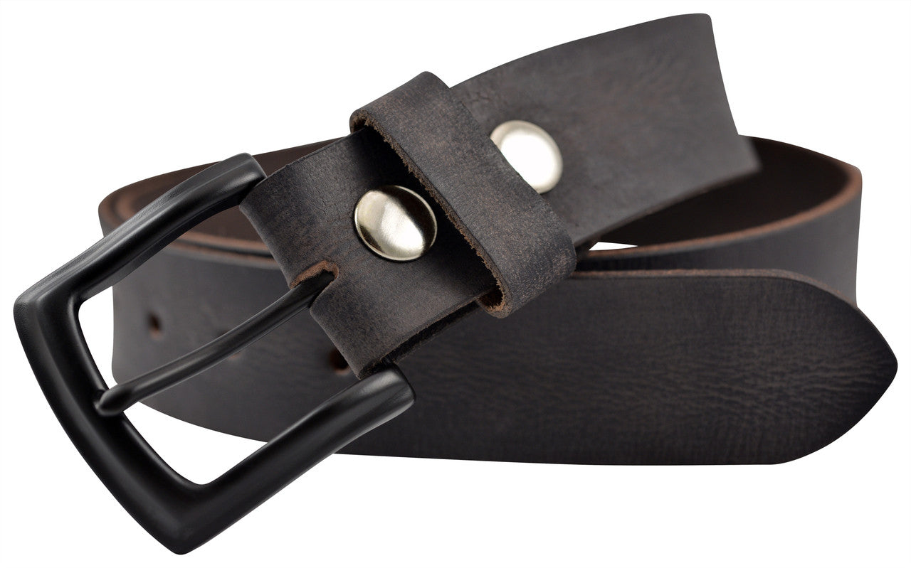 Vintage Full Grain Buffalo Solid Leather Belt - Black - TBS4040-001