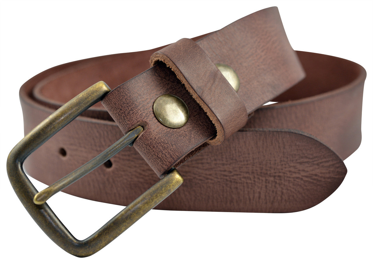 Vintage Full Grain Buffalo Leather Belt - Brown - TBS4120-200