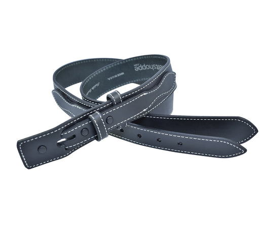Full Grain Saddle Leather Ranger Belt Strap - Made in USA - Black