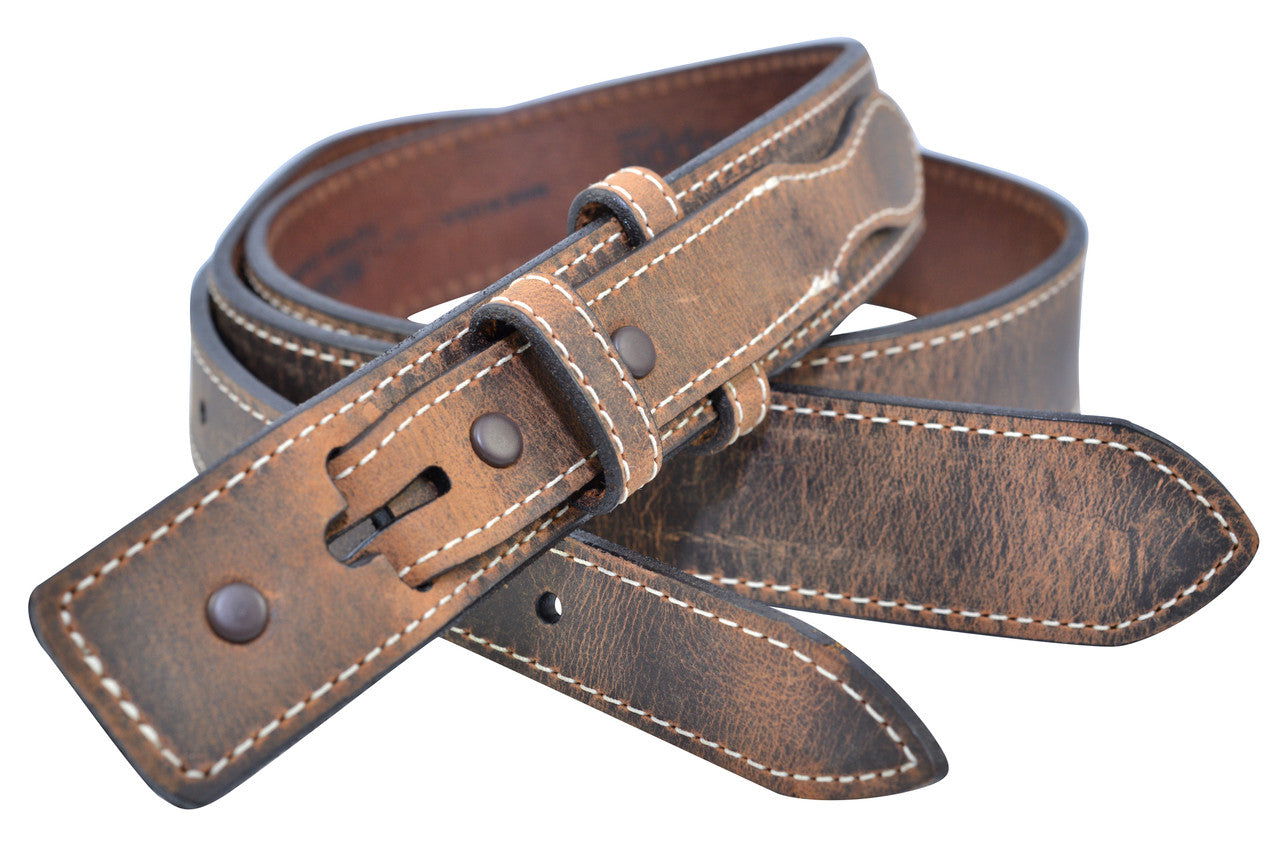 Full Grain Harness Leather Ranger Belt Strap - Made in USA - Brown