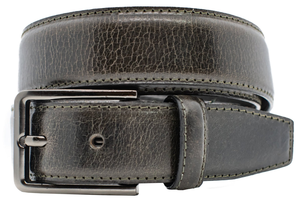 The Boulder: Glazed Crunch Finish Buffalo Leather Dress Belt - 1.25" - TheBeltShoppe.com