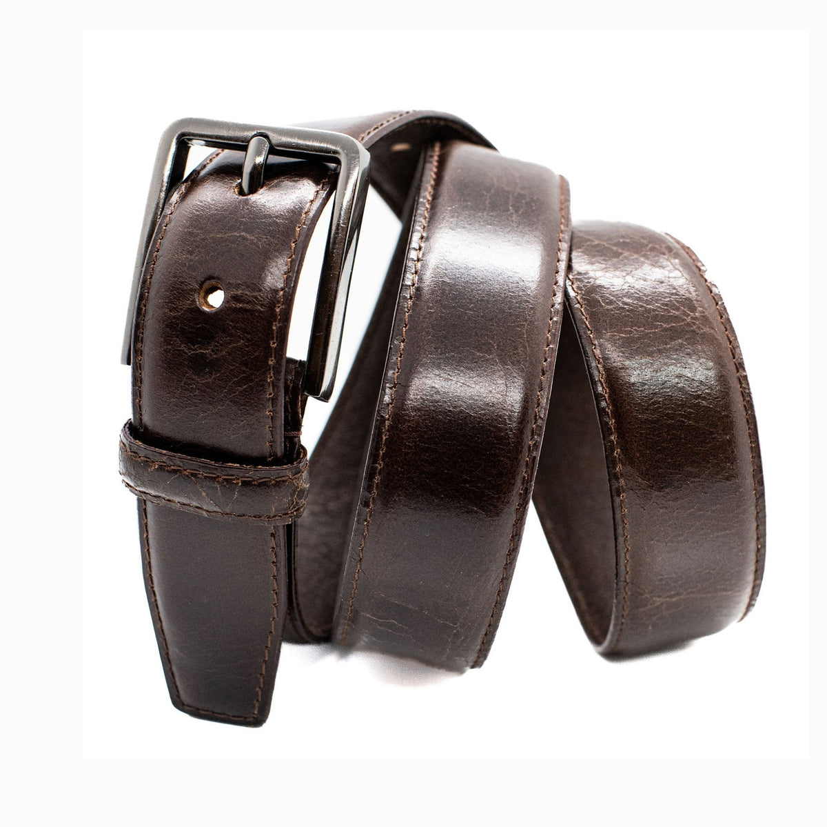 The Boulder: Glazed Crunch Finish Buffalo Leather Dress Belt - 1.25" - TheBeltShoppe.com