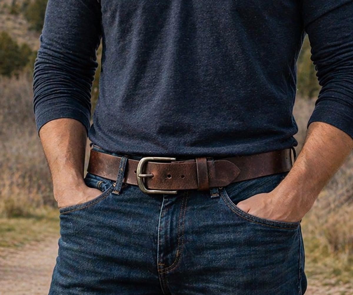 The Breckenridge: Full Grain Buffalo Leather Crazy Horse Finish Belt - 1.5" - TheBeltShoppe.com