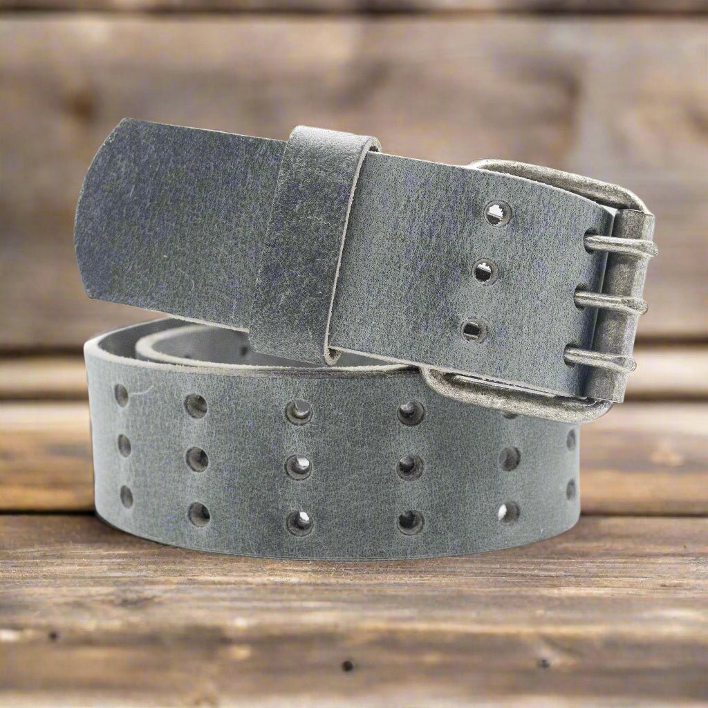 Triple Prong Leather Belt, Black, 1.75 display picture 1