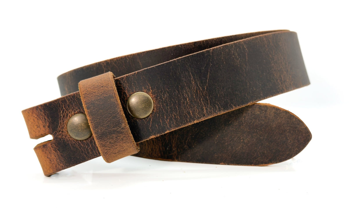 The Buffalo: Crazy Horse Leather Belt Strap, Brown - 1.5" Wide - TheBeltShoppe.com
