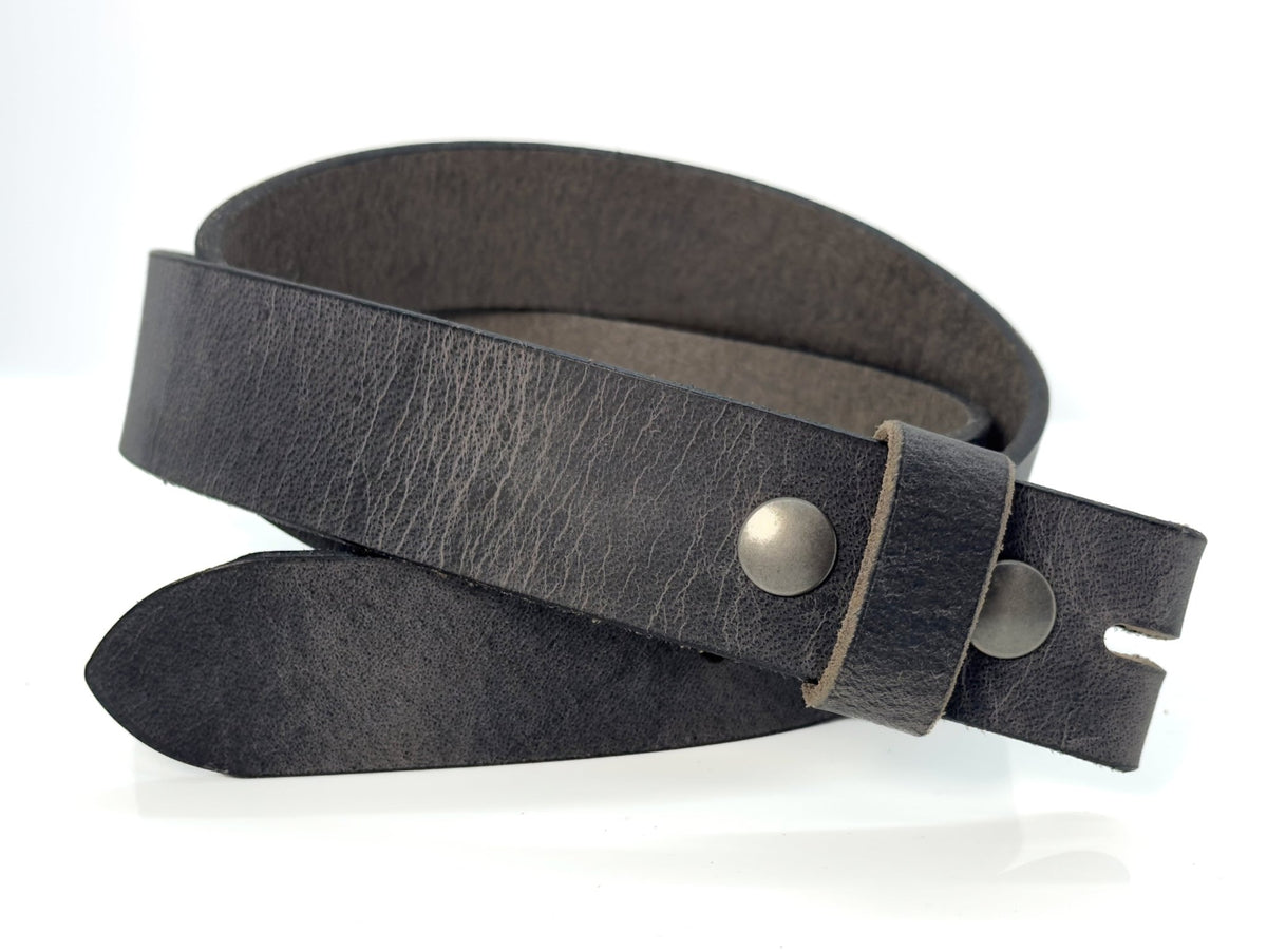 The Buffalo: Crazy Horse Leather Belt Strap, Gray - 1.5" Wide - TheBeltShoppe.com