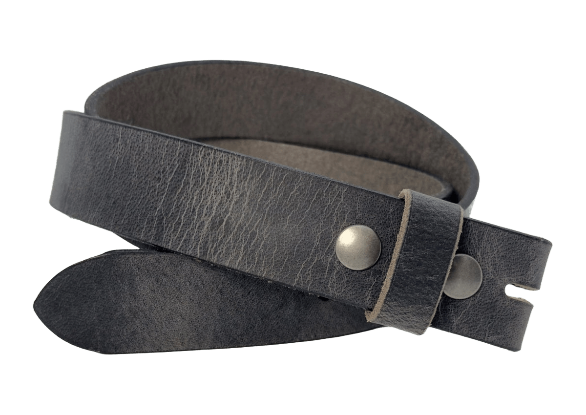 The Buffalo: Crazy Horse Leather Belt Strap, Gray - 1.5" Wide - TheBeltShoppe.com