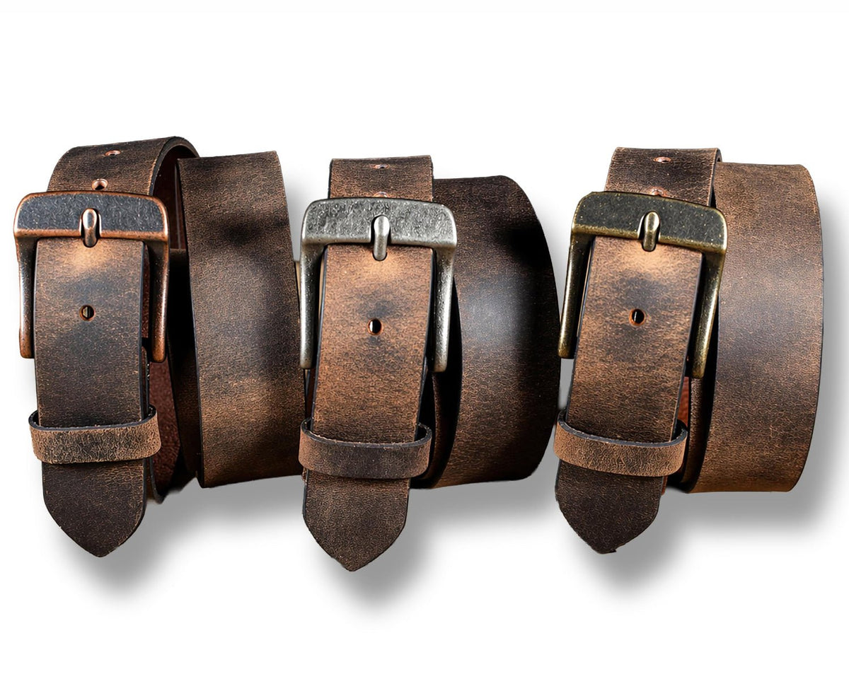 The Crazy Horse: Full Grain Buffalo Crazy Horse Finish Leather Belt – Brown - 1.5" - TheBeltShoppe.com