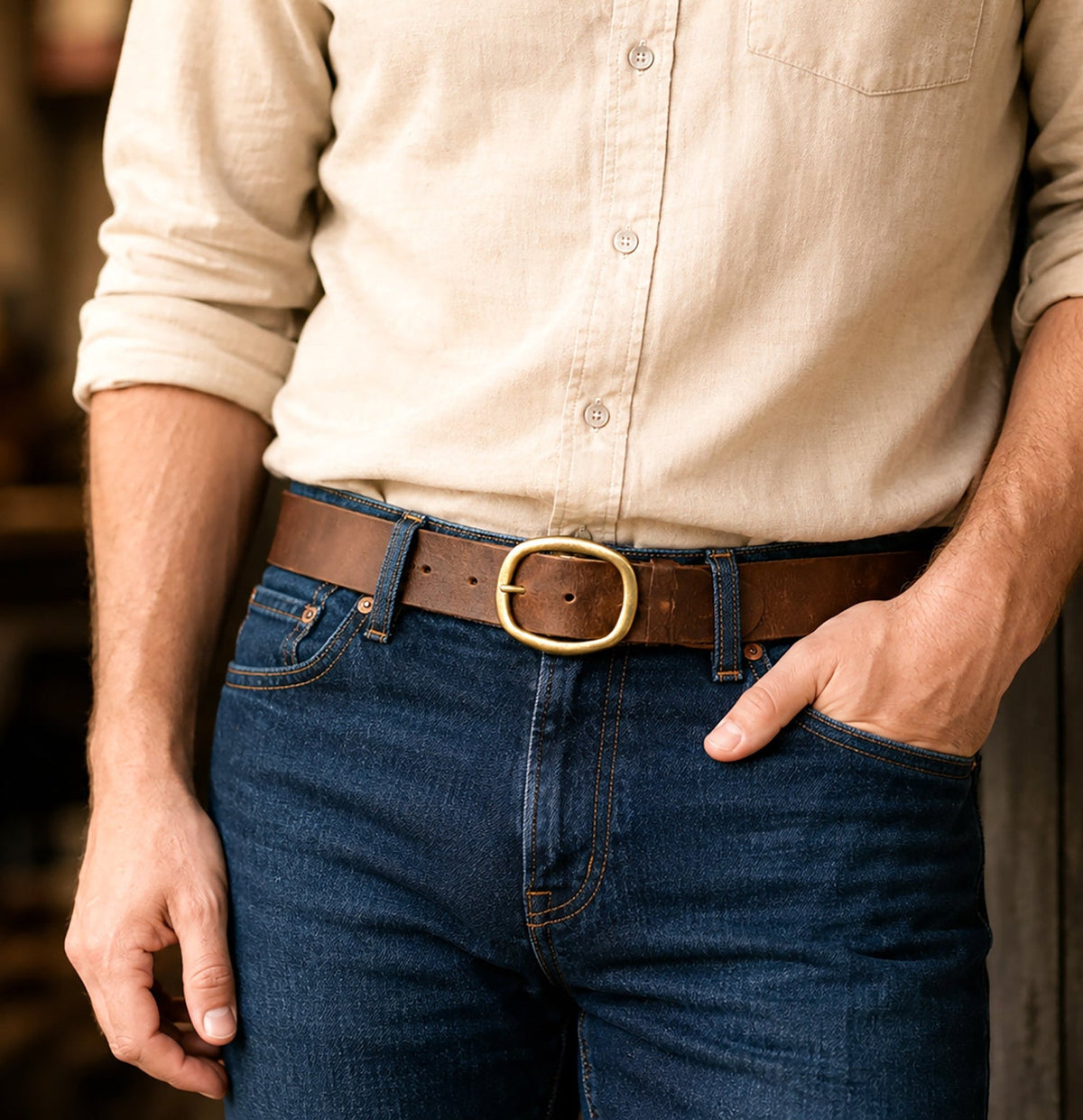 The Crazy Horse: Full Grain Buffalo Crazy Horse Finish Leather Belt – Golden Brown 1.5” - TheBeltShoppe.com
