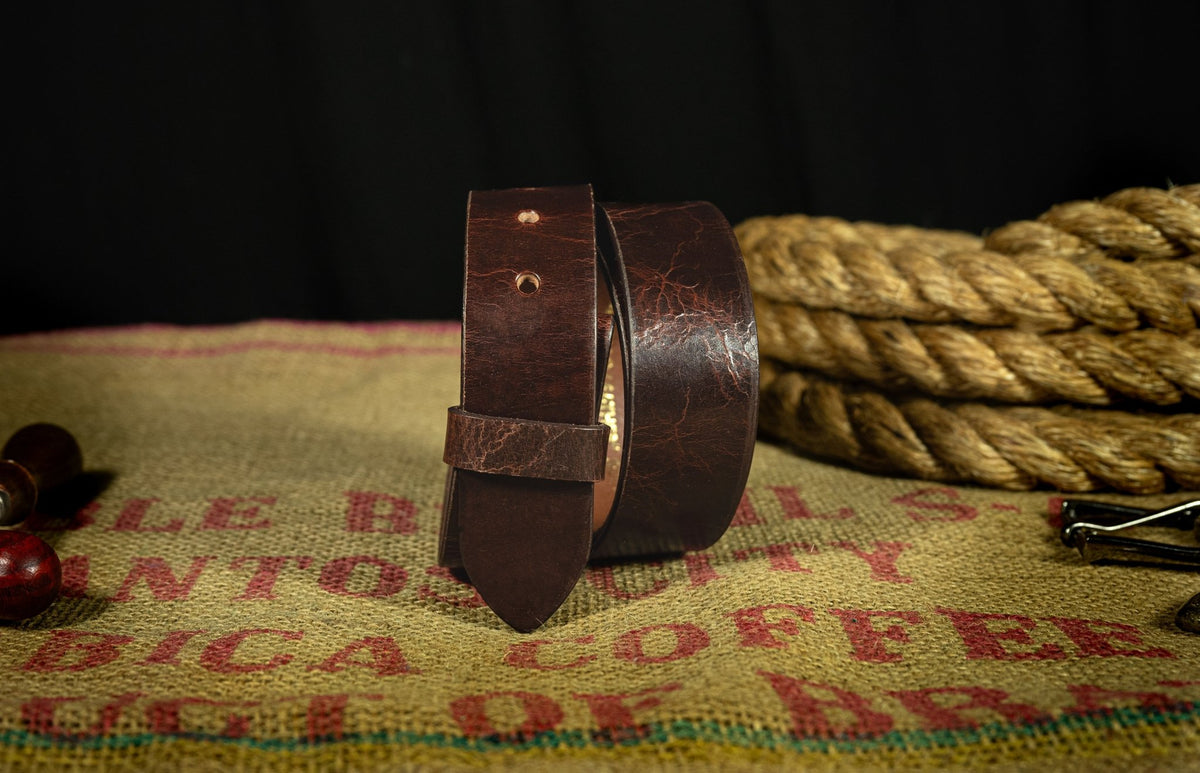 The Crested Butte: Aniline Buffalo Leather Belt Strap - 1.5" - TheBeltShoppe.com