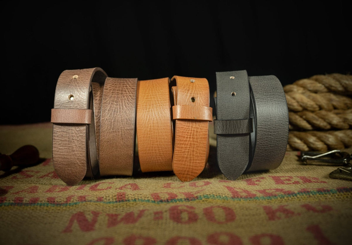 The Cripple Creek: Distressed Vintage Buffalo Leather Belt Strap - 1.5" - TheBeltShoppe.com