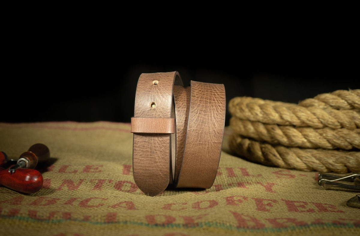 The Cripple Creek: Distressed Vintage Buffalo Leather Belt Strap - 1.5" - TheBeltShoppe.com