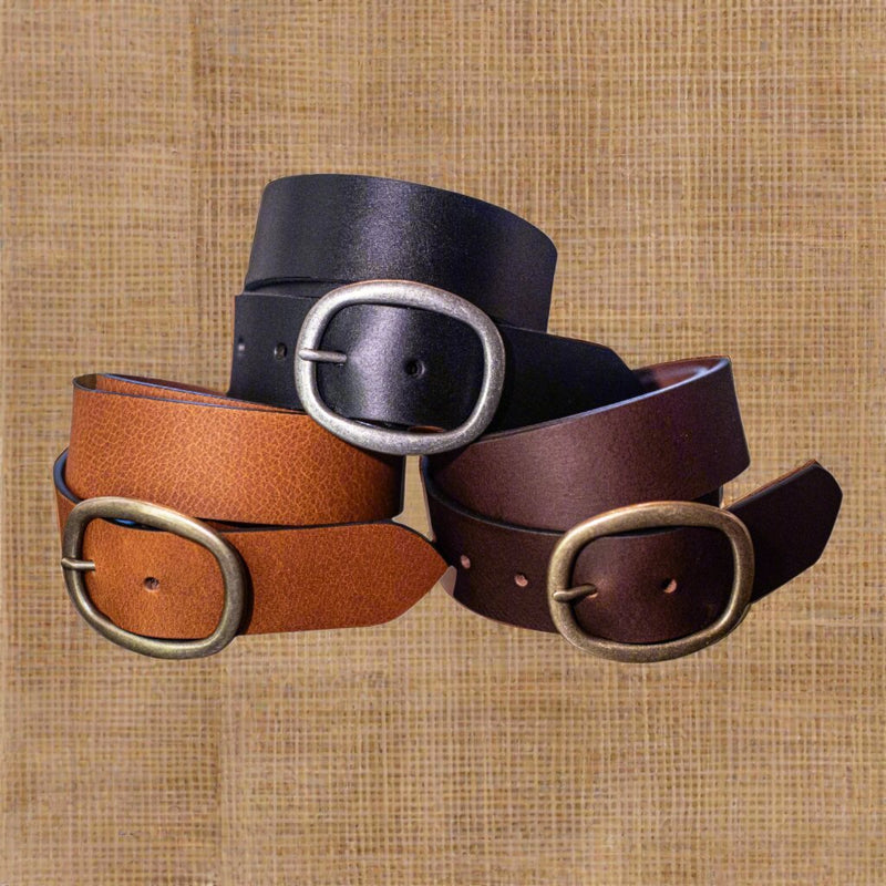 The Downhill: Full Grain Buffalo Leather Belt Center Bar Buckle - 1.5" - TheBeltShoppe.com