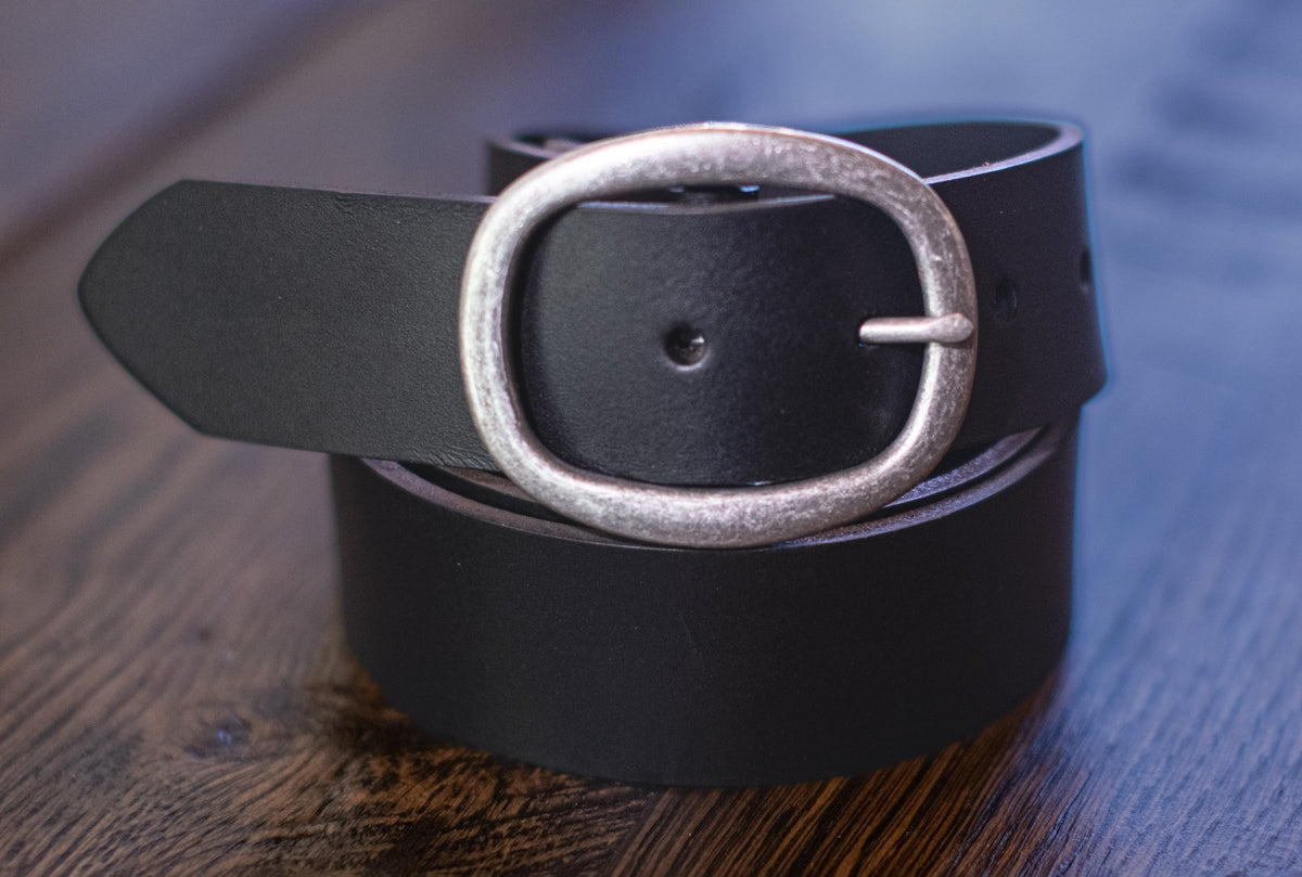 The Downhill: Full Grain Buffalo Leather Belt Center Bar Buckle - 1.5" - TheBeltShoppe.com