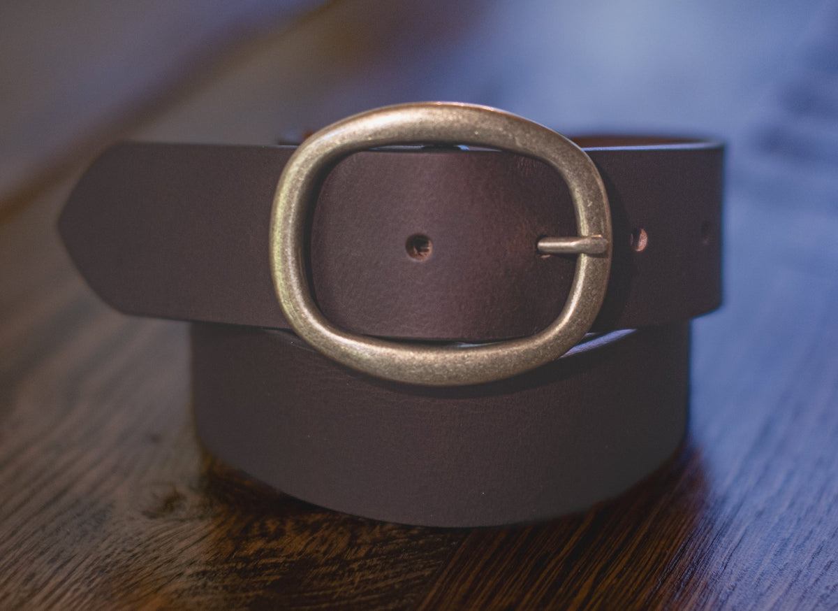 The Downhill: Full Grain Buffalo Leather Belt Center Bar Buckle - 1.5" - TheBeltShoppe.com