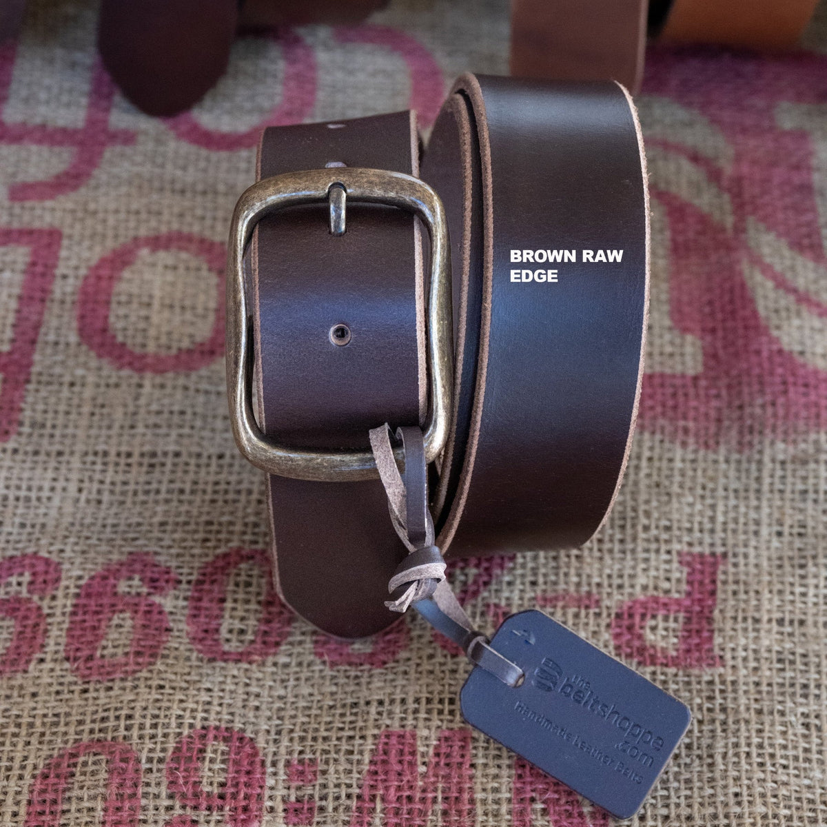 The Elk: Full Grain Buffalo Leather Belt w/ Gold Center Bar Buckle - Browns - 1.5" - TheBeltShoppe.com