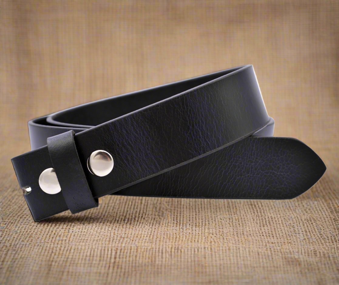 The Estes: Aniline Buffalo Leather Replacement Belt Strap Black - 1.5" - TheBeltShoppe.com