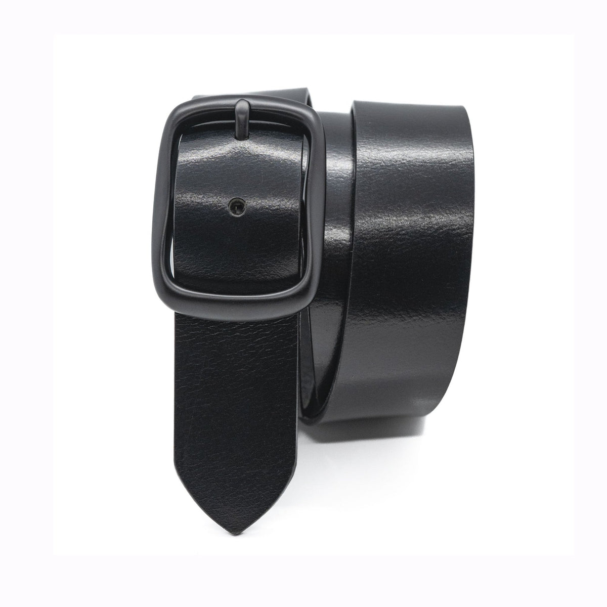 The Gunnison: Semi - gloss Buffalo Leather Belt Black Buckle - 1.5" - TheBeltShoppe.com