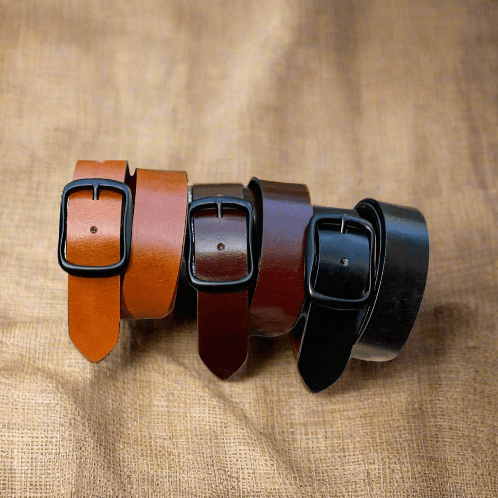 The Gunnison: Semi - gloss Buffalo Leather Belt Black Buckle - 1.5" - TheBeltShoppe.com