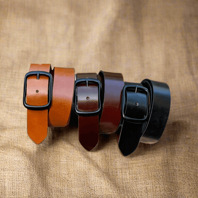 The Gunnison: Semi - gloss Buffalo Leather Belt Black Buckle - 1.5" - TheBeltShoppe.com