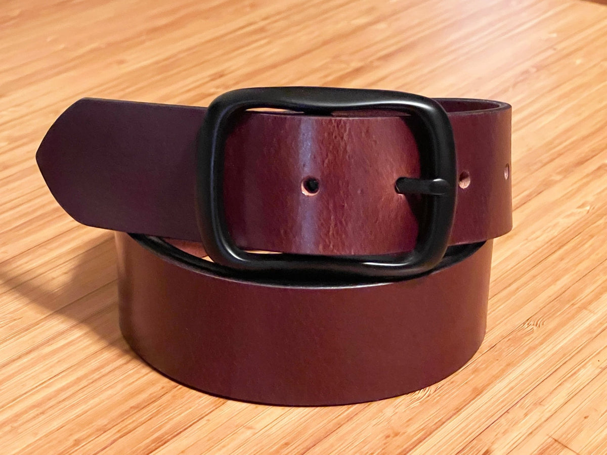 The Gunnison: Semi - gloss Buffalo Leather Belt Black Buckle - 1.5" - TheBeltShoppe.com