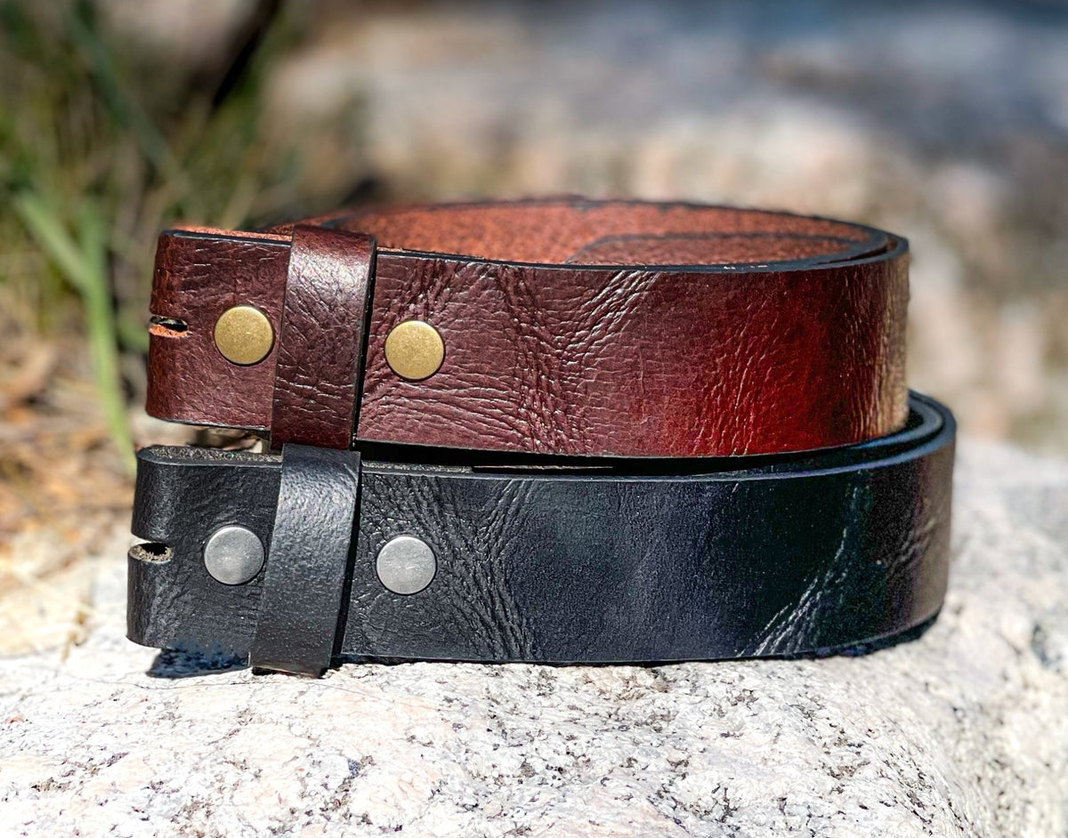 The Gunny: Shrunken Full Grain Buffalo Leather Belt Strap - 1.5" - TheBeltShoppe.com