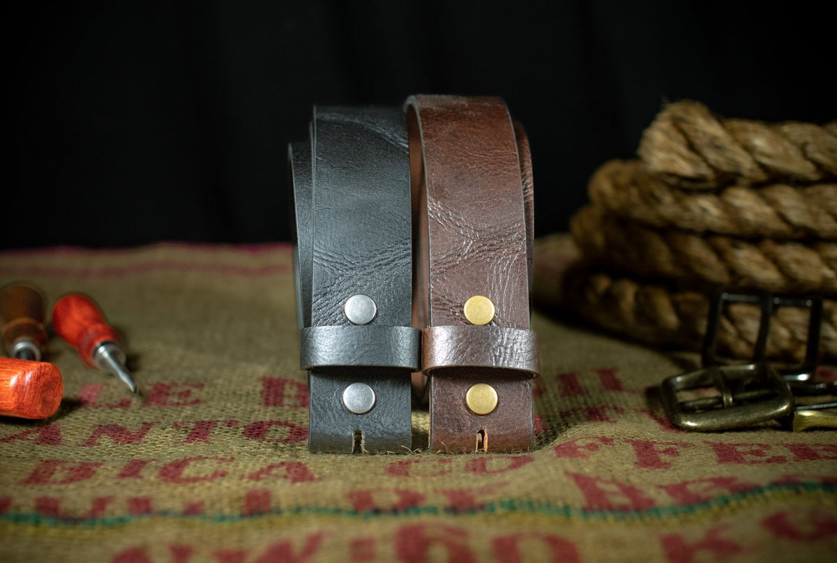 The Gunny: Shrunken Full Grain Buffalo Leather Belt Strap - 1.5" - TheBeltShoppe.com