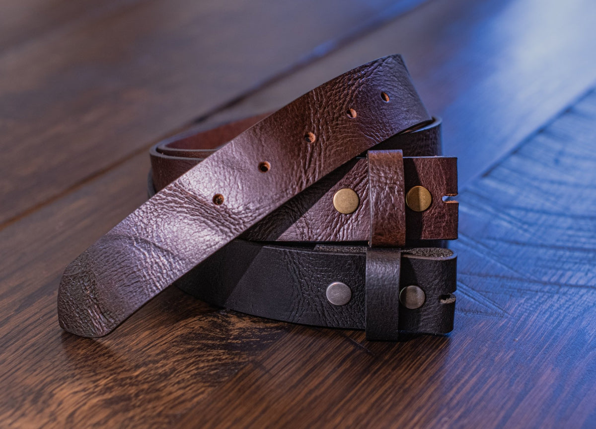 The Gunny: Shrunken Full Grain Buffalo Leather Belt Strap - 1.5" - TheBeltShoppe.com