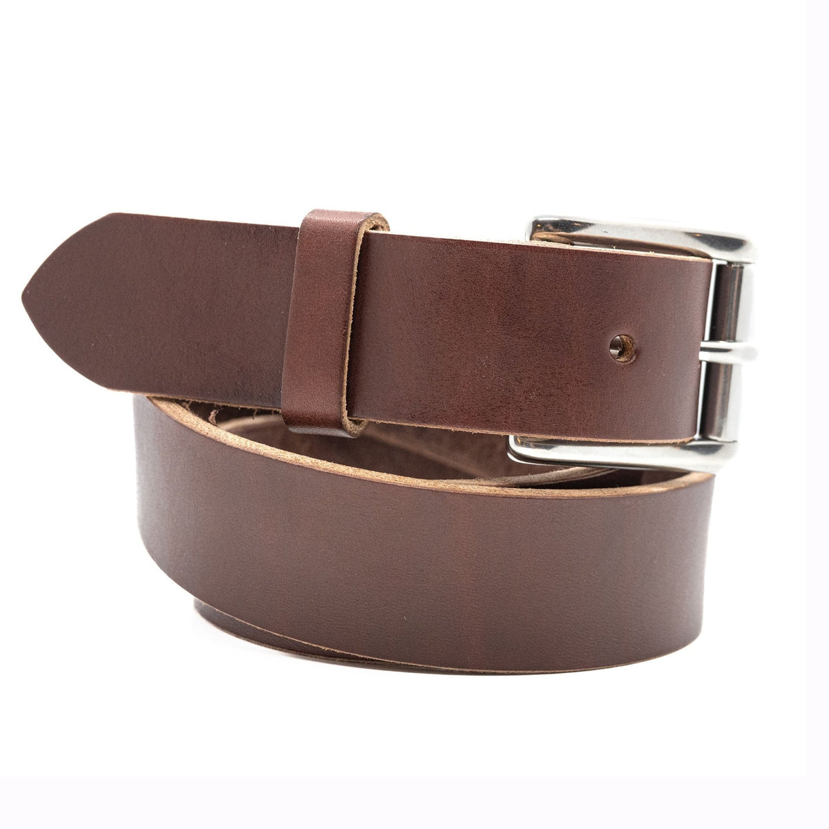 The Maverick: Amish Made Raw Edge Leather Belt Brown, 1.5" - USA Made - TheBeltShoppe.com