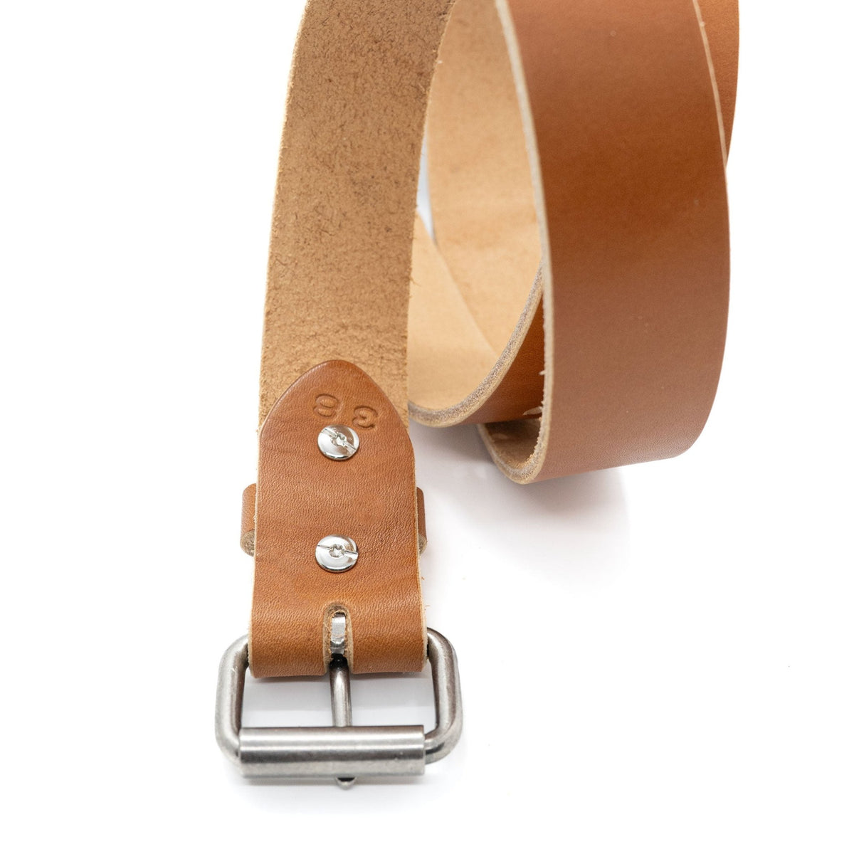 The Maverick: Amish Made Raw Edge Leather Belt Tan, 1.5" - USA Made - TheBeltShoppe.com