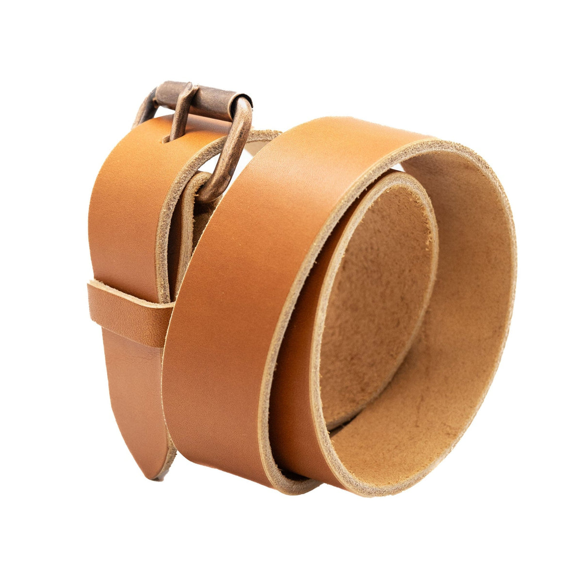 The Maverick: Amish Made Raw Edge Leather Belt Tan, 1.5" - USA Made - TheBeltShoppe.com