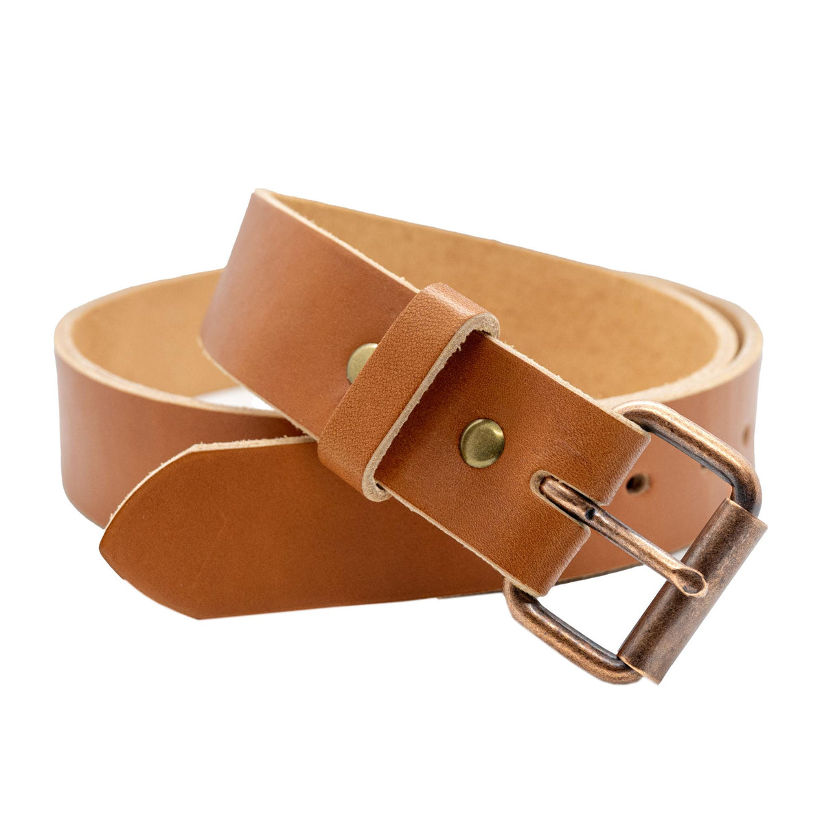 The Maverick: Amish Made Raw Edge Leather Belt Tan, 1.5" - USA Made - TheBeltShoppe.com