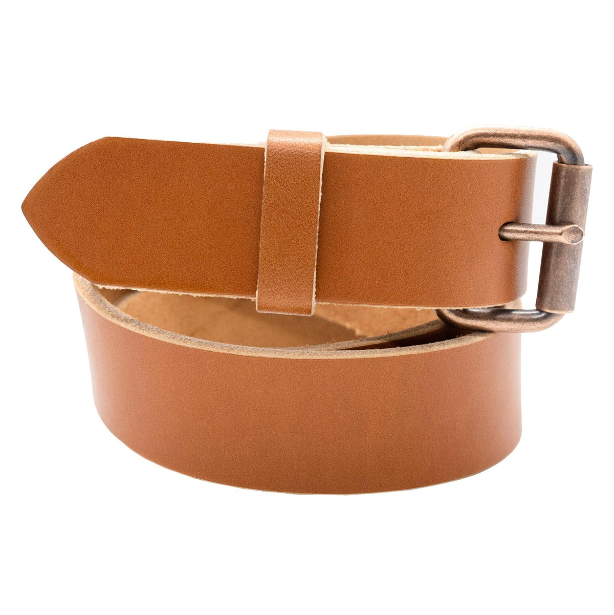 The Maverick: Amish Made Raw Edge Leather Belt Tan, 1.5" - USA Made - TheBeltShoppe.com