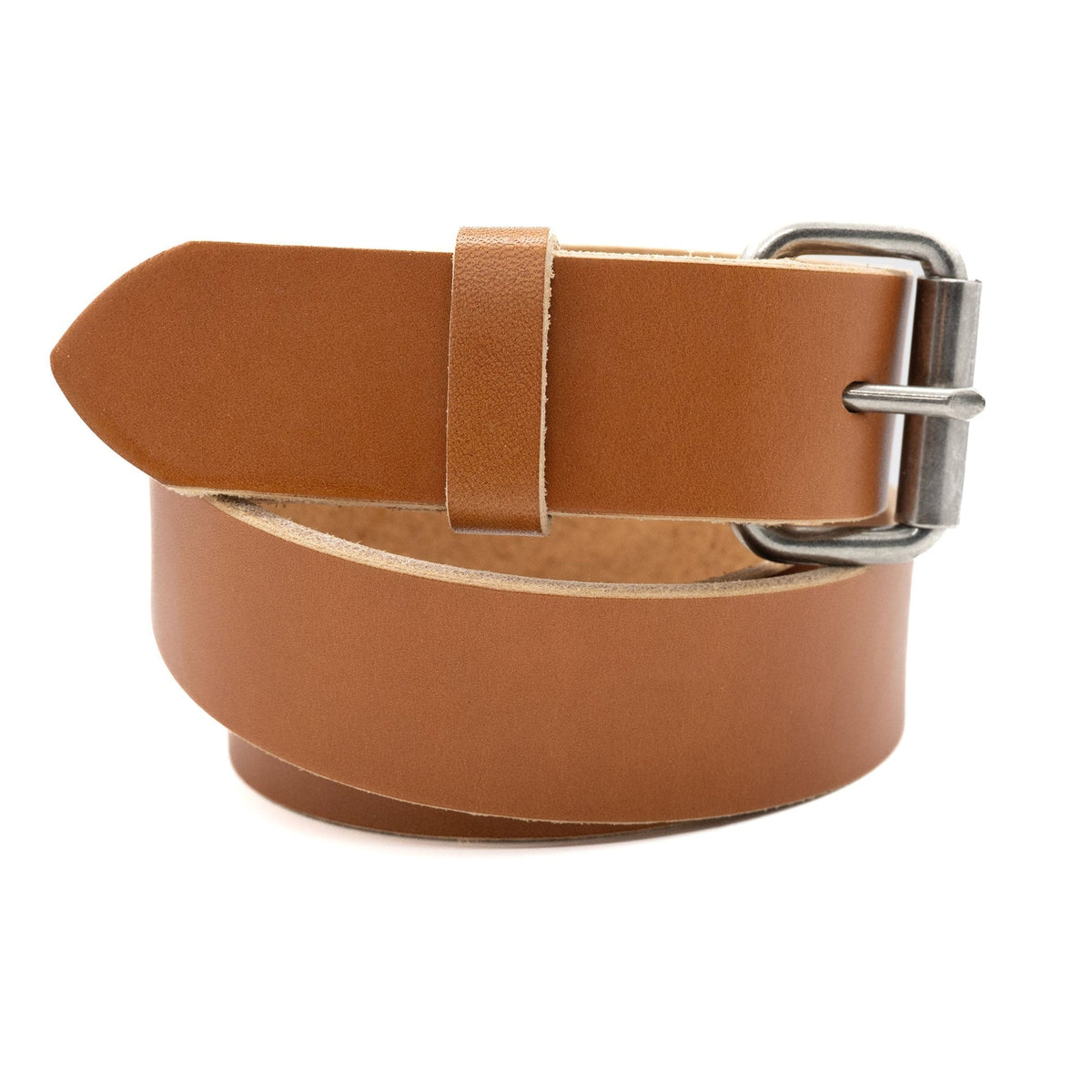 The Maverick: Amish Made Raw Edge Leather Belt Tan, 1.5" - USA Made - TheBeltShoppe.com
