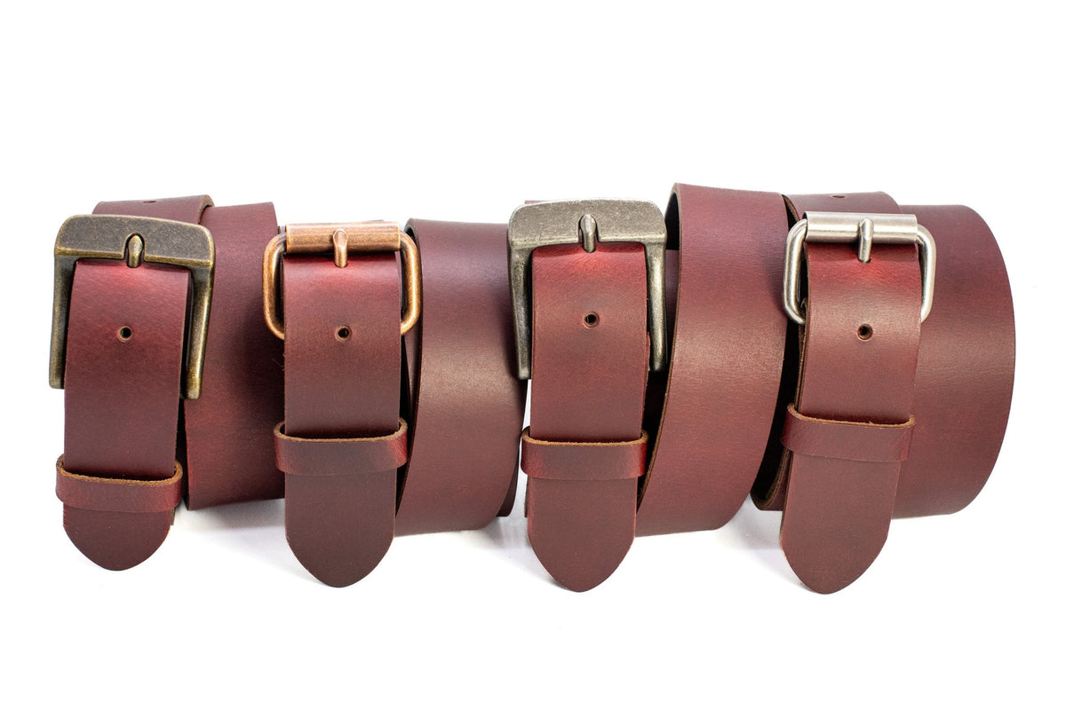 The Pioneer: Pull - Up Full Grain Buffalo Leather Belt - Cognac - 1.5" - TheBeltShoppe.com