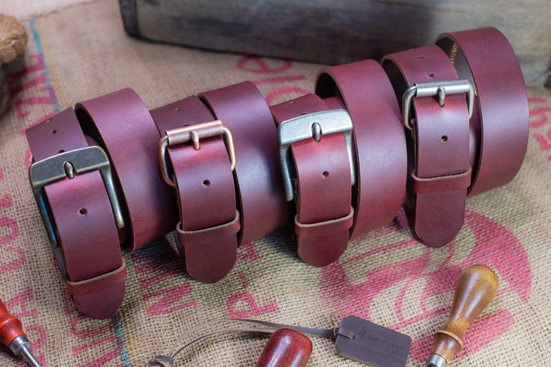 The Pioneer: Pull - Up Full Grain Buffalo Leather Belt - Cognac - 1.5" - TheBeltShoppe.com