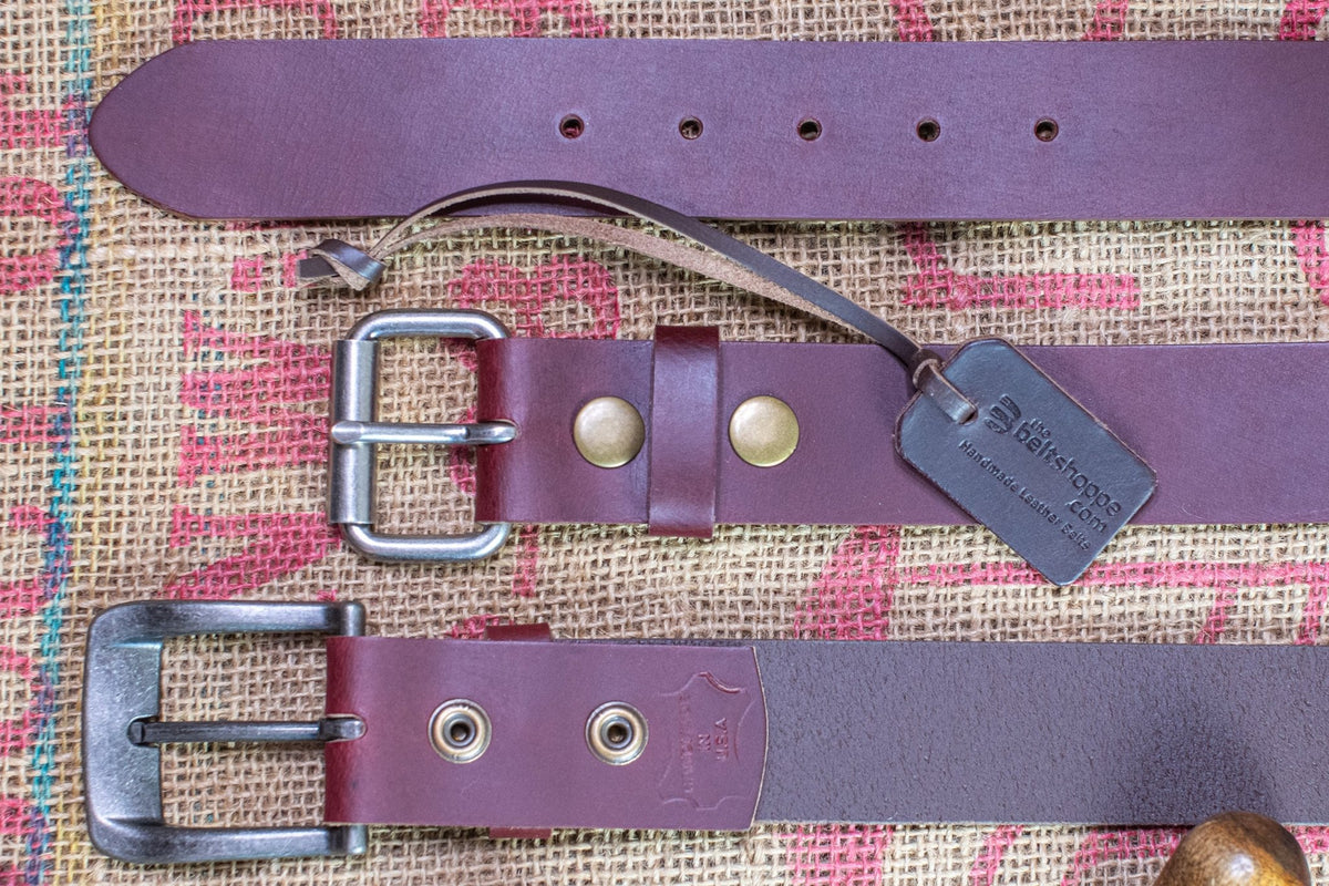 The Pioneer: Pull - Up Full Grain Buffalo Leather Belt - Cognac - 1.5" - TheBeltShoppe.com