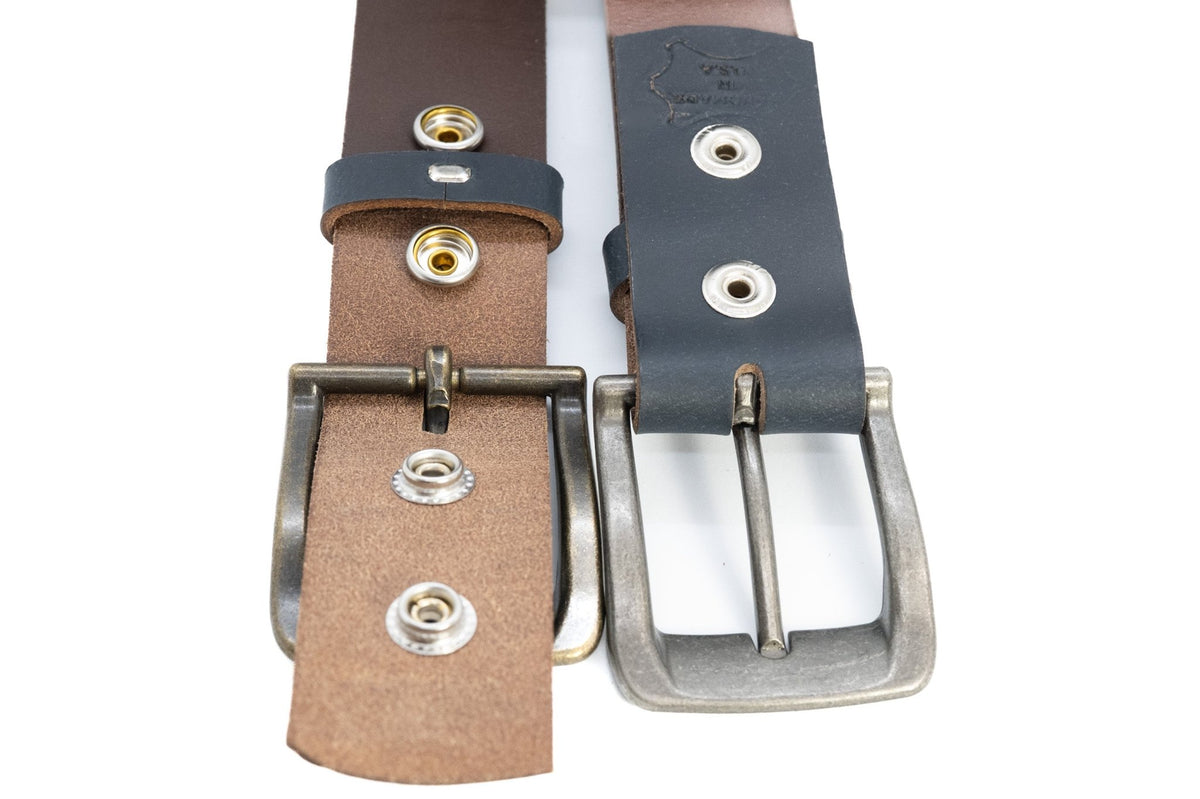 The Pioneer: Pull - Up Full Grain Buffalo Leather Belt - Dark Blue - 1.5" - TheBeltShoppe.com