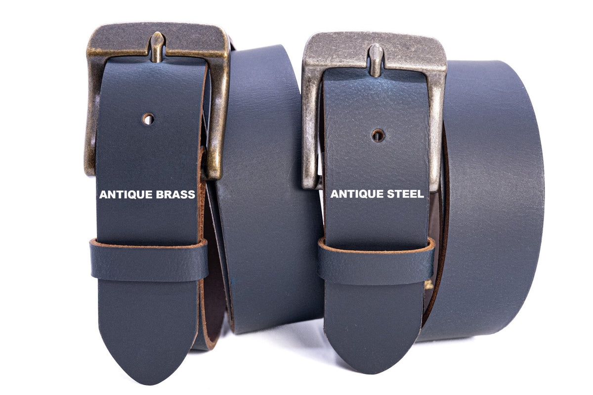 The Pioneer: Pull - Up Full Grain Buffalo Leather Belt - Dark Blue - 1.5" - TheBeltShoppe.com