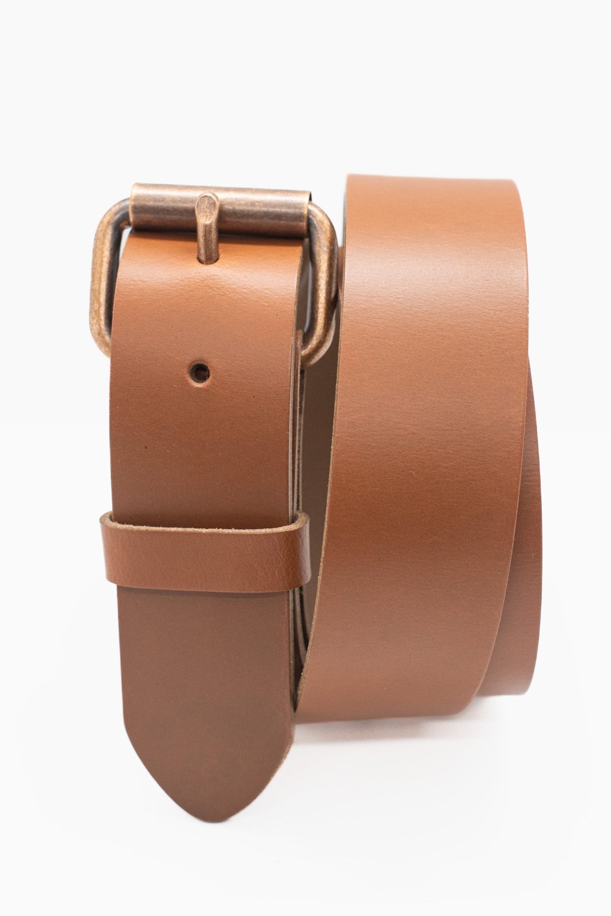 The Pioneer: Pull - Up Full Grain Buffalo Leather Belt - English Tan - 1.5" - TheBeltShoppe.com