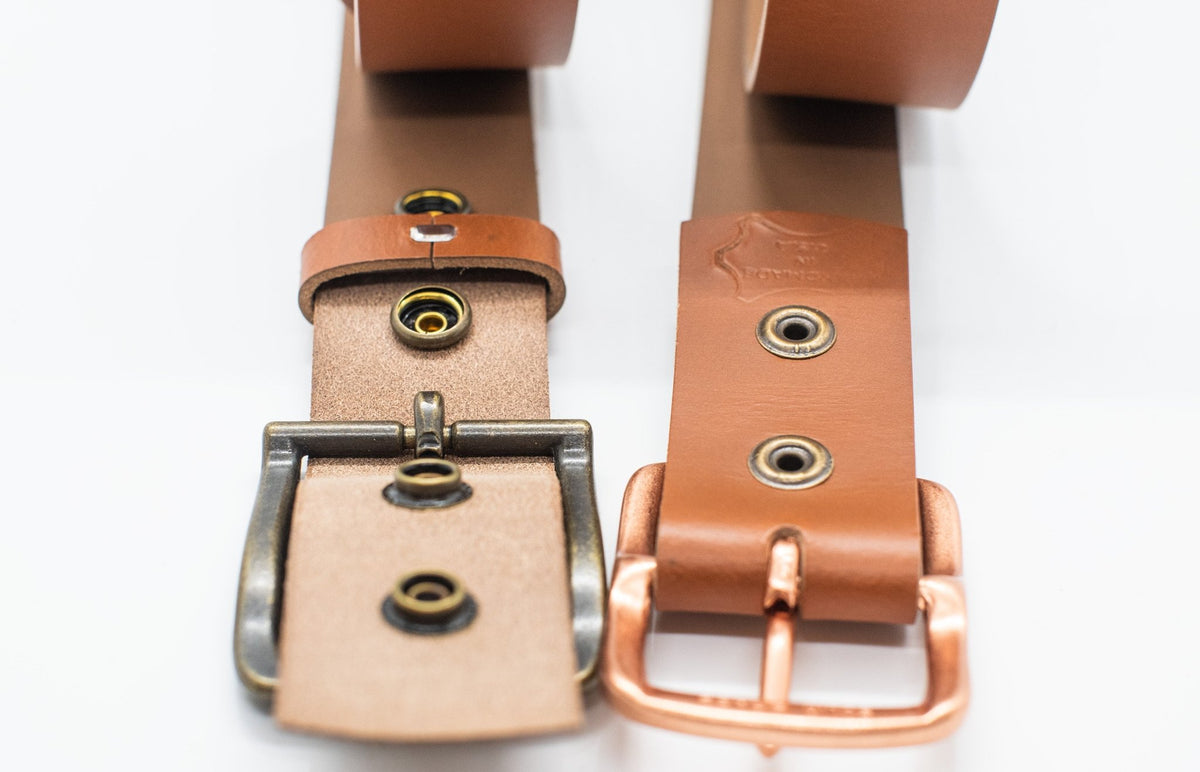 The Pioneer: Pull - Up Full Grain Buffalo Leather Belt - English Tan - 1.5" - TheBeltShoppe.com